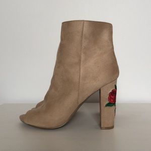 Nude suede booties